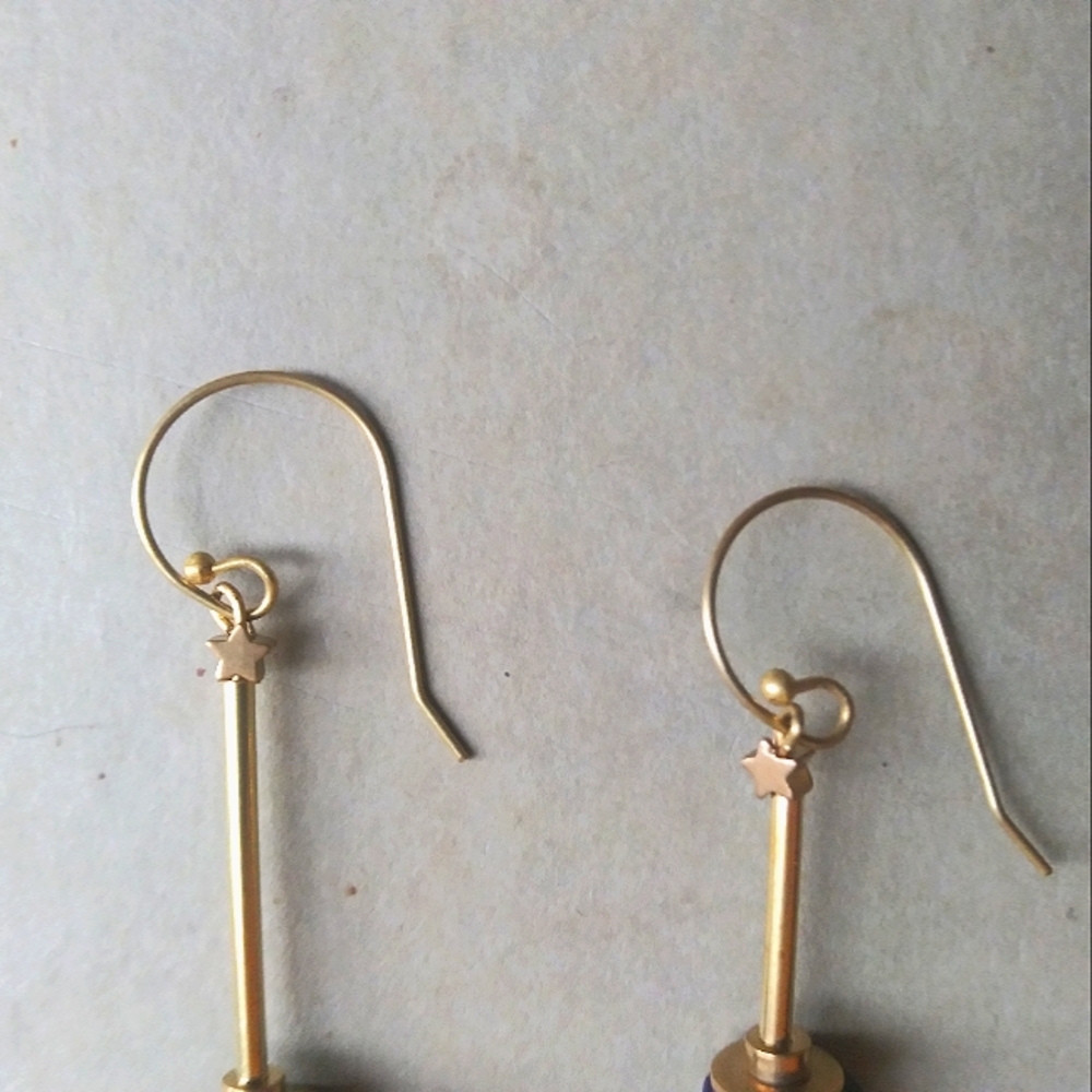 Handmade Sun And Star Purple Earrings - Picture 3 of 5